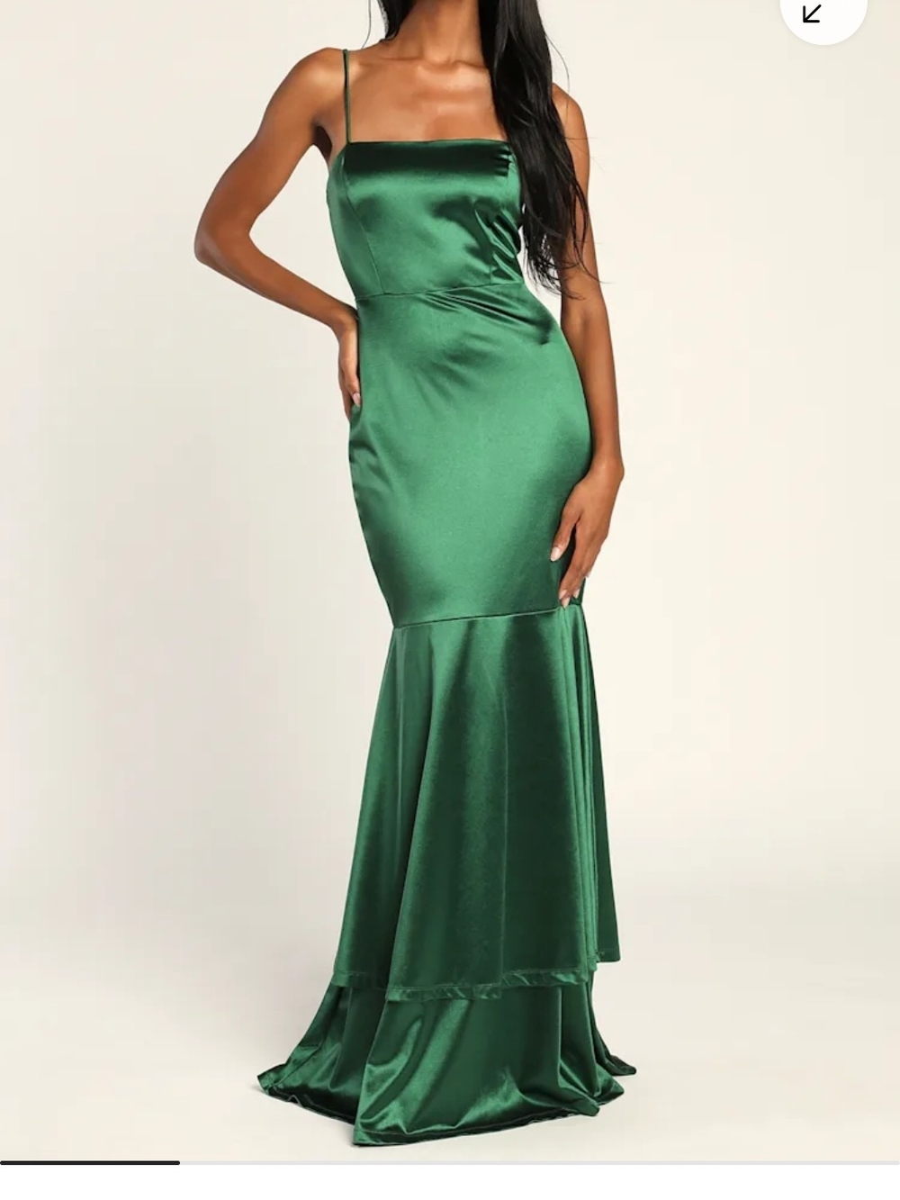 Lulus Contemporary Romance Emerald Satin Tiered Mermaid Maxi Dress
